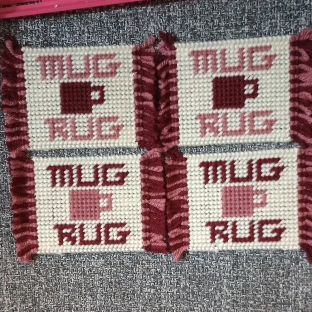 Hand Crafted Pink and Cream Mug Rugs